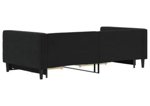 Pat de zi cu extensie și sertare, negru, 100x200 cm, catifea - 5/5