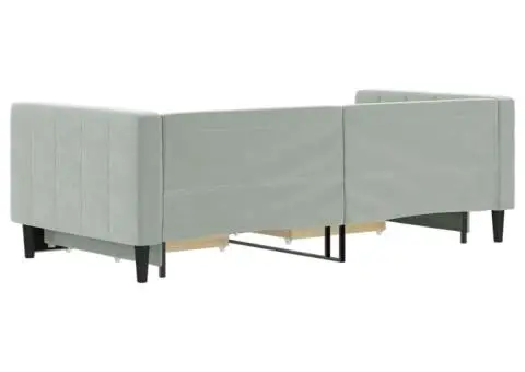 Pat de zi cu extensie și sertare, gri deschis 90x190 cm catifea - 5/5