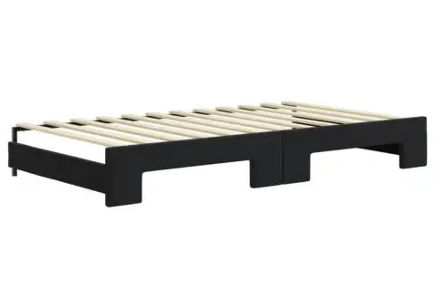 Pat de zi cu extensie și sertare, negru, 100x200 cm, catifea - 5/5