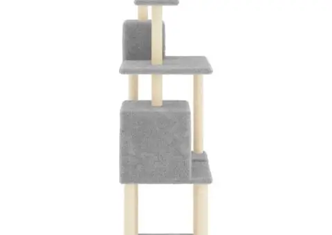 Ansamblu de pisici, stâlpi din funie sisal, gri deschis, 167 cm - 4/5
