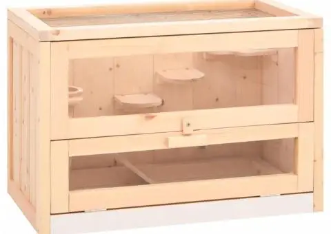 Cușcă pentru hamsteri, 60x35,5x42 cm, lemn masiv de brad - 1/5