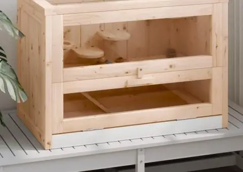 Cușcă pentru hamsteri, 60x35,5x42 cm, lemn masiv de brad - 2/5