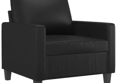 Set de canapele cu perne, 4 piese, negru, piele ecologică - 3/5