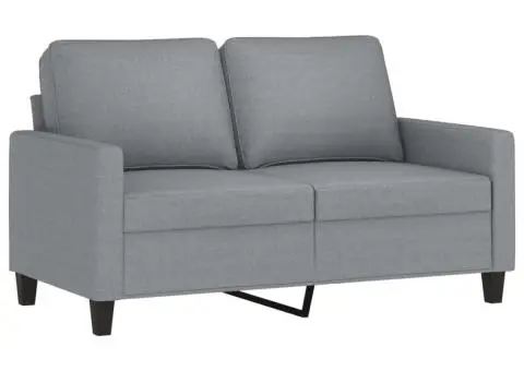 Set de canapele cu perne, 4 piese, gri deschis, textil - 4/5