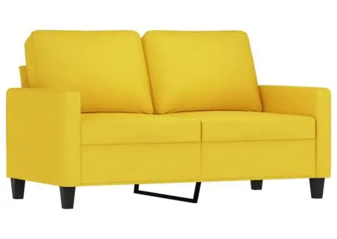 Set de canapele cu perne, 4 piese, galben deschis, textil - 4/5