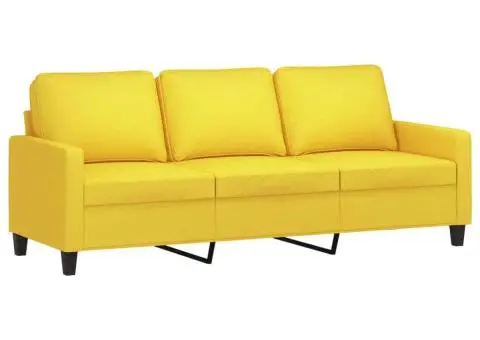 Set de canapele cu perne, 4 piese, galben deschis, textil - 5/5