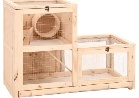 Cușcă pentru hamsteri, 81x40x60 cm, lemn masiv de brad - 1/5