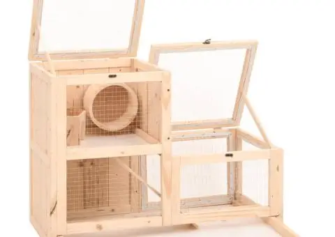 Cușcă pentru hamsteri, 81x40x60 cm, lemn masiv de brad - 3/5