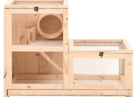 Cușcă pentru hamsteri, 81x40x60 cm, lemn masiv de brad - 4/5