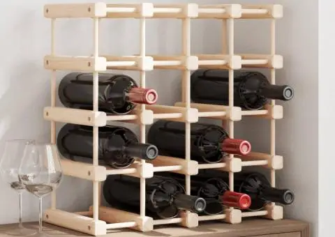 Raft de vin pentru 20 sticle, 46,5x23x46,5 cm, lemn masiv pin - 1/5