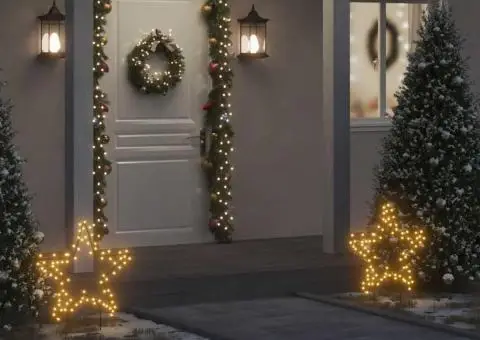 Decorațiune stea cu lumini de Crăciun cu țăruși, 80 LED, 60 cm - 1/5