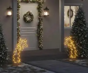 vidaXL Decorațiune meteorit cu lumini de Crăciun/țăruși 115 LED 89 cm