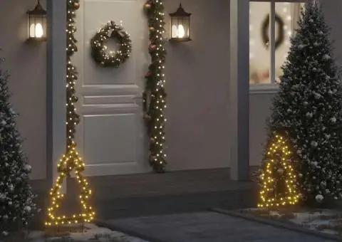 Decorațiune brad cu lumini de Crăciun cu țăruși, 80 LED, 60 cm - 1/5