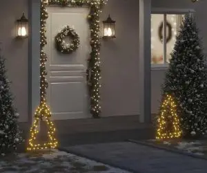 vidaXL Decorațiune brad cu lumini de Crăciun cu țăruși, 80 LED, 60 cm