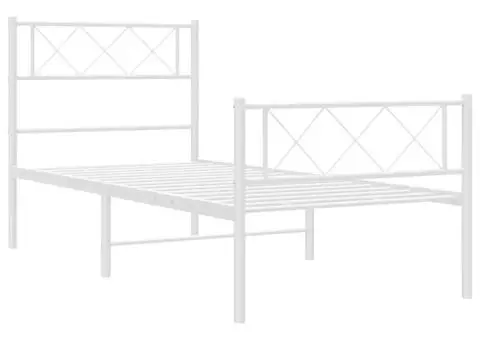 Cadru de pat metalic cu tăblie de cap/picioare, alb, 90x190 cm - 5/5