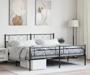 vidaXL Cadru pat fără saltea, tăblie de picioare negru 180x200cm metal