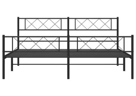 Cadru pat fără saltea, tăblie de picioare negru 180x200cm metal - 4/5
