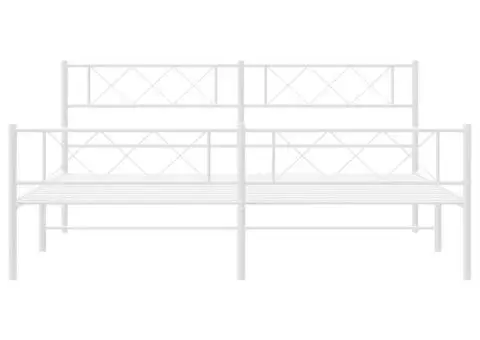Cadru de pat metalic cu tăblie de cap/picioare, alb, 180x200 cm - 4/5