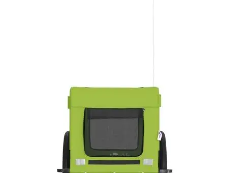 Remorcă bicicletă animale companie, verde/negru, oxford/fier - 5/5