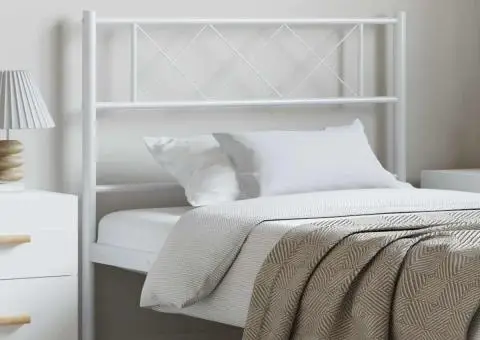 Tăblie de pat metalică, alb, 100 cm - 1/5