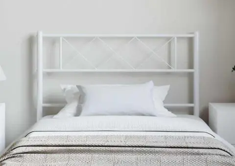 Tăblie de pat metalică, alb, 100 cm - 3/5