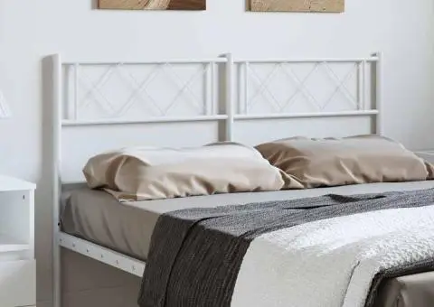 Tăblie de pat metalică, alb, 150 cm - 1/5