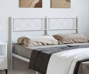 vidaXL Tăblie de pat metalică, alb, 150 cm