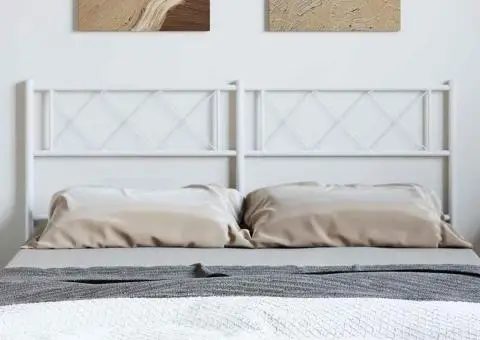 Tăblie de pat metalică, alb, 150 cm - 3/5