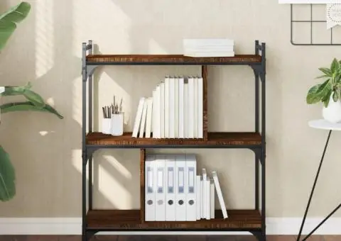 Bibliotecă cu 3 niveluri, stejar maro 76x32x88 cm lemn compozit - 1/5