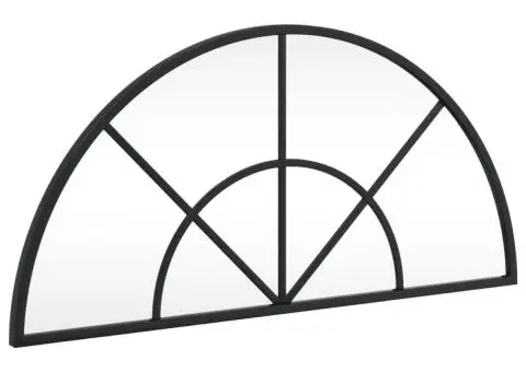 Oglindă de perete, negru, 60x30 cm, arcuită, fier - 2/5
