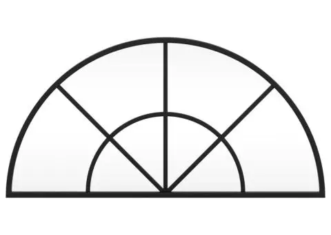 Oglindă de perete, negru, 60x30 cm, arcuită, fier - 3/5