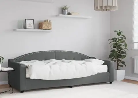 Pat de zi cu saltea, gri închis, 80x200 cm, textil - 1/5