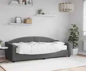 vidaXL Pat de zi cu saltea, gri închis, 80x200 cm, textil