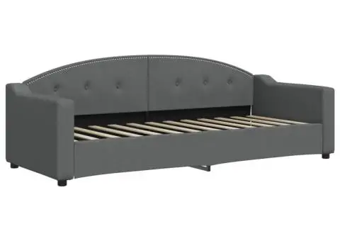 Pat de zi cu saltea, gri închis, 80x200 cm, textil - 3/5