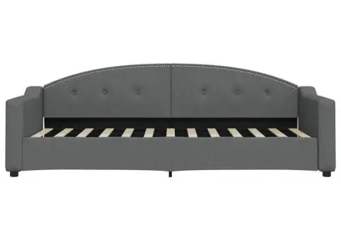 Pat de zi cu saltea, gri închis, 80x200 cm, textil - 4/5