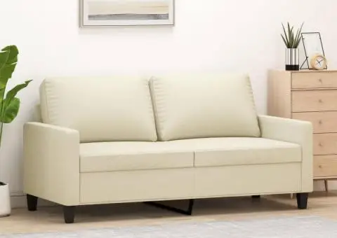Canapea cu 2 locuri, crem, 140 cm, piele ecologică - 1/5