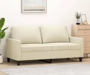 vidaXL Canapea cu 2 locuri, crem, 140 cm, piele ecologică