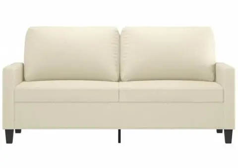 Canapea cu 2 locuri, crem, 140 cm, piele ecologică - 3/5