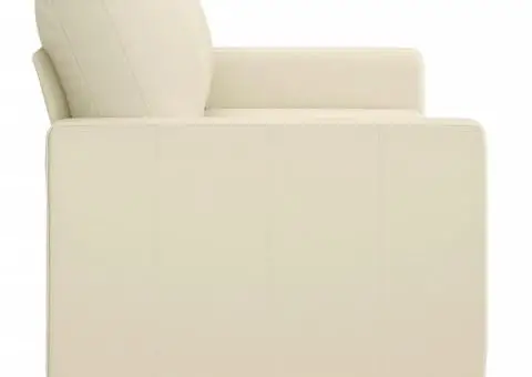 Canapea cu 2 locuri, crem, 140 cm, piele ecologică - 4/5