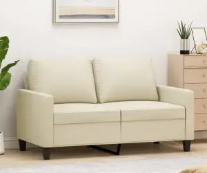 vidaXL Canapea cu 2 locuri, crem, 120 cm, piele ecologică