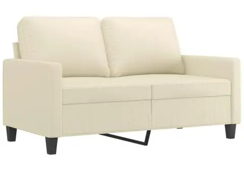 Canapea cu 2 locuri, crem, 120 cm, piele ecologică - 2/5