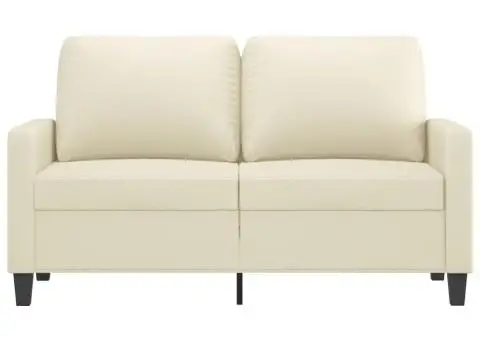 Canapea cu 2 locuri, crem, 120 cm, piele ecologică - 3/5