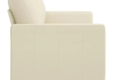 Canapea cu 2 locuri, crem, 120 cm, piele ecologică - 4/5