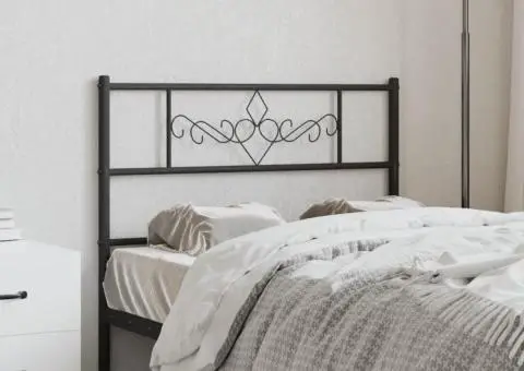 Tăblie de pat metalică, negru, 100 cm - 1/5