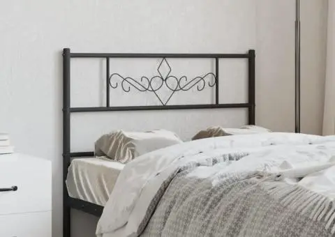 Tăblie de pat metalică, negru, 80 cm - 1/5