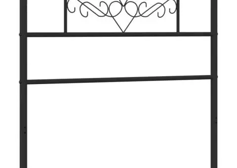 Tăblie de pat metalică, negru, 80 cm - 2/5