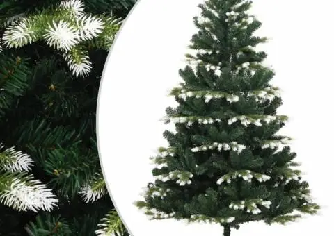 Brad de Crăciun artificial cu balamale și zăpadă pufoasă 240 cm - 1/5