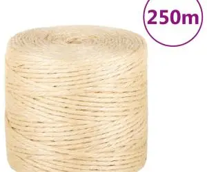 vidaXL Frânghie, 250 m, sisal 100%, 4 mm