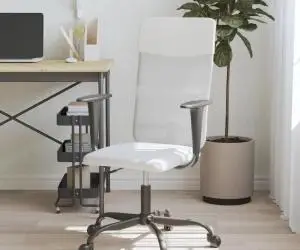vidaXL Scaun birou reglabil în înălțime, alb, piele artificială/plasă
