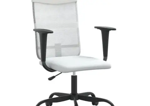 Scaun birou reglabil în înălțime, alb, piele artificială/plasă - 2/5